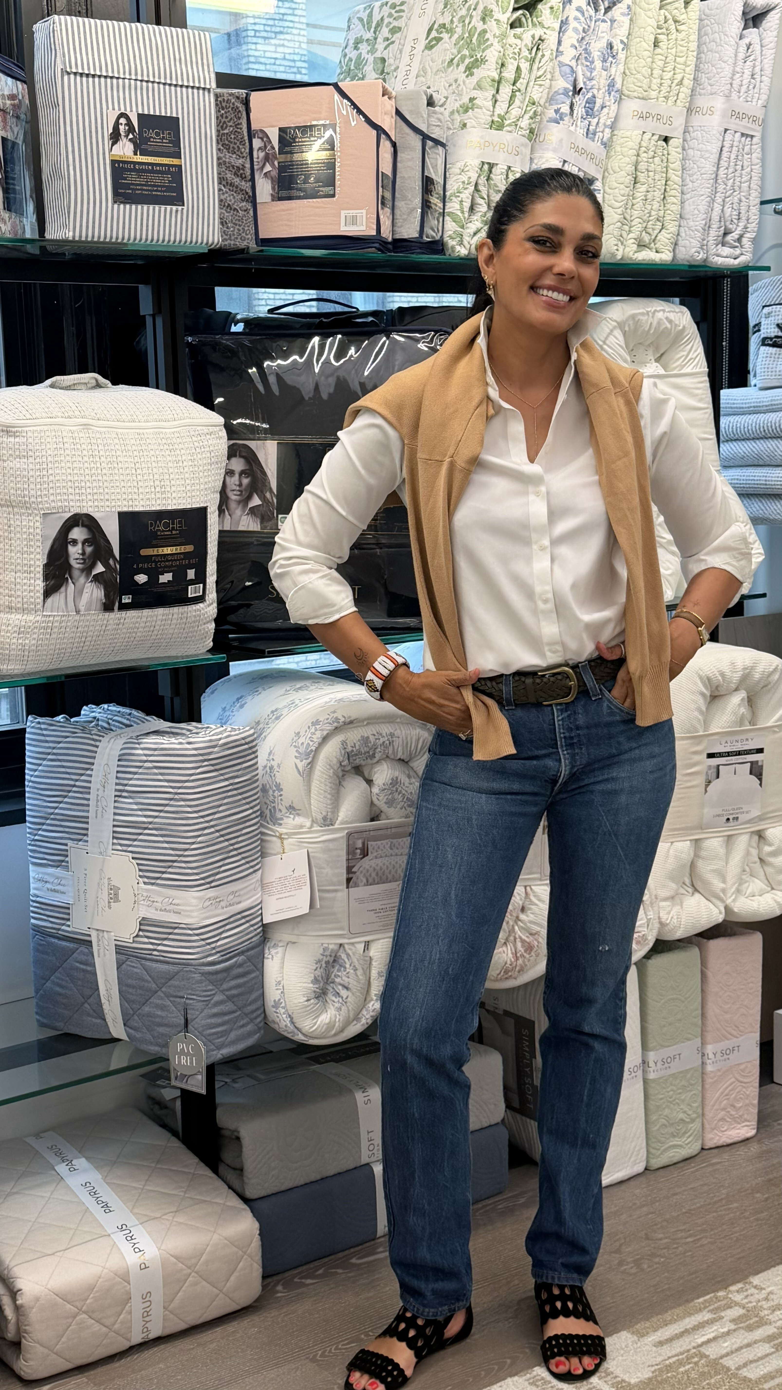 Rachel or Rachel Rachel Roy Posing with Soft Home goods